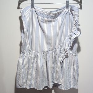 Striped Light Blue and White Ruffle Sundress